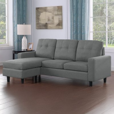 CONCEPT USINE BELFAST - Canap&eacute; dangle 3 places en tissu gris fonc&eacute;