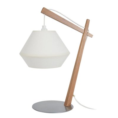 TOSEL BELFORT CONE - Lampe de chevet arqu&eacute; bois naturel et &eacute;cru