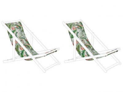 BELIANI  2 Toiles de Transat 113 x 44 cm en Polyester Blanc et Vert Anzio/Avellino