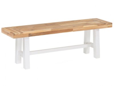 BELIANI  - Banc de jardin en bois avec pieds blancs SCANIA