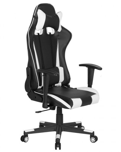 BELIANI  - Chaise de bureau noire et blanche GAMER