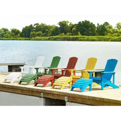 BELIANI  Fauteuil bas de jardin blanc avec repose-pied ADIRONDACK