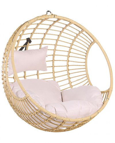 BELIANI  - Fauteuil suspendu en rotin beige ASPIO