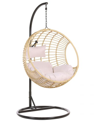 BELIANI  - Fauteuil suspendu en rotin beige avec support ASPIO