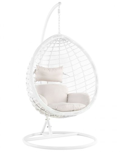 BELIANI  - Fauteuil suspendu en rotin blanc avec support FANO