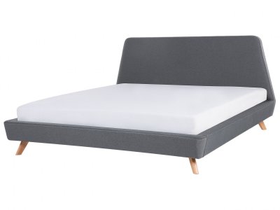 Beliani - Lit en tissu gris 180 x 200 cm VIENNE