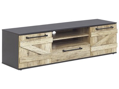 BELIANI  - Meuble TV noir et bois clair SALTER
