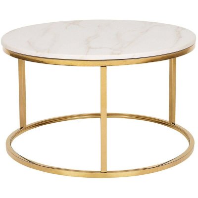 Beliani - Table basse dor&eacute;e avec effet marbre blanc CORAL