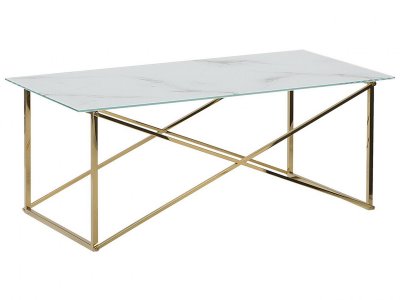 Beliani - Table basse effet marbre blanc structure dor&eacute;e EMPORIA