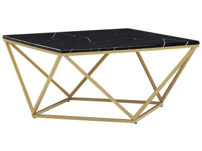Beliani - Table basse effet marbre noir avec pieds dor&eacute;s MALIBU