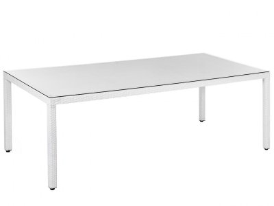 BELIANI  - Table de jardin en rotin blanc 220 x 100 cm ITALY