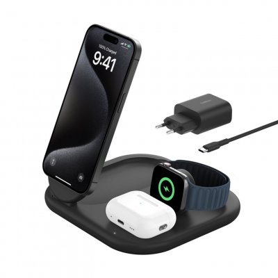 BELKIN  BoostCharge Magnetic Stand 3-in-1 Qi2 15W Noir 