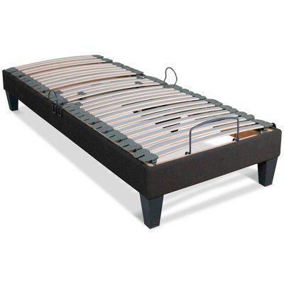 BELLECOUR  - literie Sommier &eacute;lectrique amiral 90x200 cm Lattes - Gris