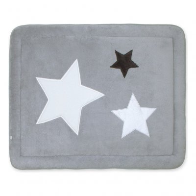 BEMINI -Tapis de parc pour b&eacute;b&eacute; -75x95 cm - Collection Stary - motifs &eacute;toiles Gris fonc&eacute; - en Softy