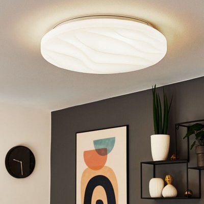 EGLO Benariba plafonnier led en verre &agrave; motifs blanc