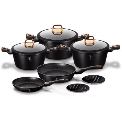 BERDOUES BERLINGER HAUS Batterie de cuisine 10 pcs, Noir Rose Collection