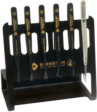 BERNSTEIN TOOLS FOR ELECTRONICS Bernstein 6&ndash;190 Lot de 5 pinces ESD sur support conducteur