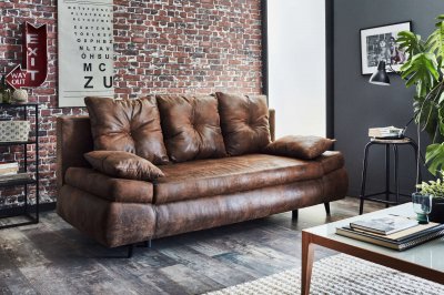 BESTMOBILIER  Canap&eacute; droit convertible 3 places LARSON - Tissu Marron