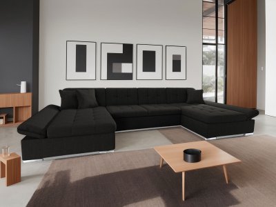 BESTMOBILIER  Canap&eacute; panoramique 7 places ULYS - - Tissu Noir