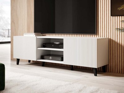 BEST MOBILIER BestMobilier - Sanna - Meuble TV - 150 cm - Style Contemporain - Blanc