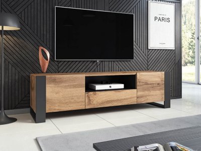 BEST MOBILIER Bestmobilier Willow - meuble TV - bois et gris - 180 cm - style industriel