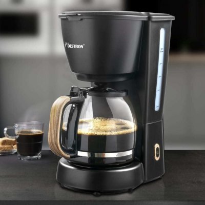 BESTRON  - cafeti&egrave;re filtre 10 tasses 1000w noir/bois acm900bw -