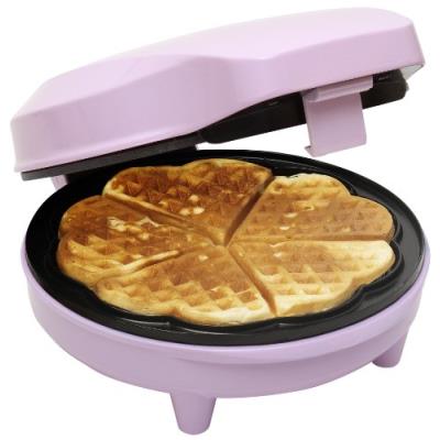 BESTRON  Gaufrier pour des gaufres en forme de c&oelig;ur, Design r&eacute;tro, Sweet Dreams, 700 W, Rose ASW217