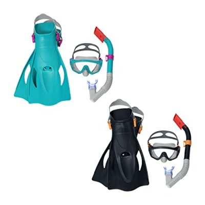 GENERIQUE BESTWAY Ensemble Masque Meridan Snorkel + Tuba + Palmes 43/46 - 2 couleurs assorties