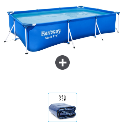 BESTWAY  Piscine - Steel Pro - 300 x 201 x 66 cm - Avec Tapis Solaire