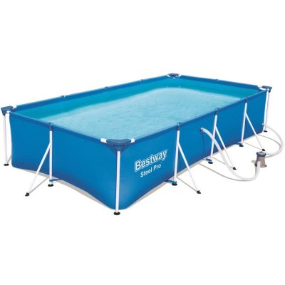 BESTWAY  - Steel Pro - Piscine tubulaire avec pompe de filtration - 400x211x81 cm - Rectangulaire.