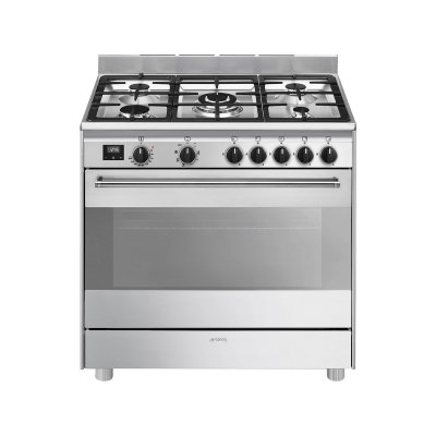 SMEG Bg91x2 gaz 4000w 415v 60hz 115l 5 foyers &eacute;mail toujour propre thermostat de s&eacute;curit&eacute; inox
