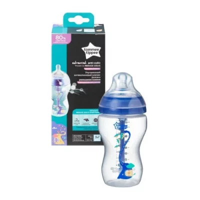 TOMMEE TIPPEE Biberon d&eacute;co gar&ccedil;on anti colique avanc&eacute; 340ml -  