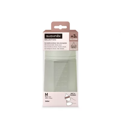 SUAVINEX Biberon silicone d&eacute;bit moyen colour essence vert (240 ml)