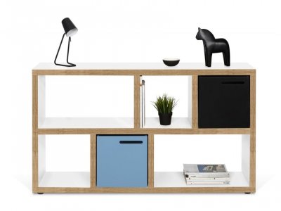 TEMAHOME Biblioth&egrave;que 2 niveaux 150x34x83 cm d&eacute;cor blanc mat - POPPY