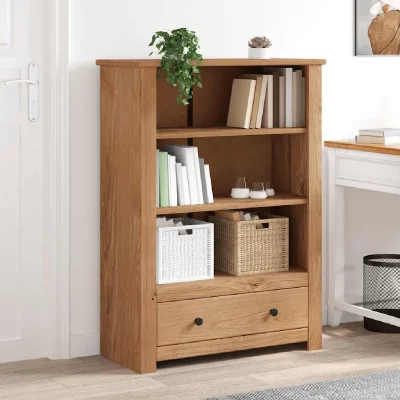 Biblioth&egrave;que 80x35x110 cm bois de pin massif assortiment panama