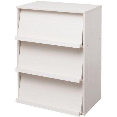 Biblioth&egrave;que avec 3 portes - Iris Ohyama - CHR-3 - Ch&ecirc;ne Blanc - L40.9 x P59 x H83.6 cm