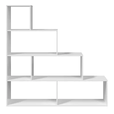 Bibliotheque avec 4 etageres coloris Blanc Brillant en melamine - Dim: 145 x 145 x 29 cm --