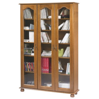 Biblioth&egrave;que Ch&ecirc;ne 3 Portes Vitr&eacute;es 