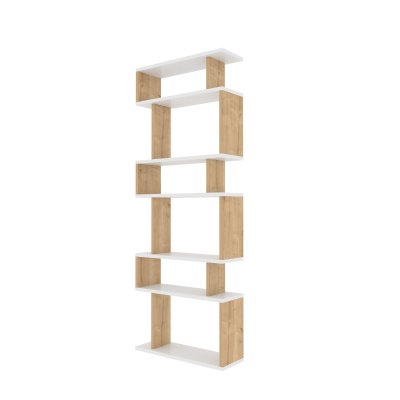 Biblioth&egrave;que en bois Bates - 60 x 19 x 160 cm - Ch&ecirc;ne blanc