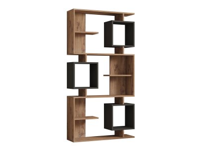 Biblioth&egrave;que en bois Icardi - 90 x 24 x 171 cm - Pin atlantiqueAnthracite