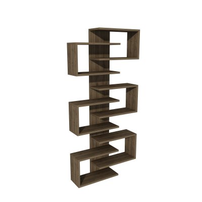 Biblioth&egrave;que en bois Lotus - 75 x 21 x 161 cm - Noyer