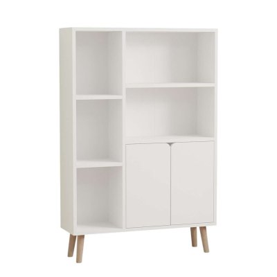 Biblioth&egrave;que en bois ""Lumo"" - 80 x 24 x 120 cm - Blanc