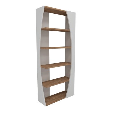 Biblioth&egrave;que en bois Selge  - 63 x 23 x 150 cm - Pin atlantiqueBlanc