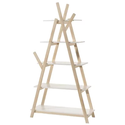 Biblioth&egrave;que enfant 5 niveaux laqu&eacute; blanc et pin massif clair Kiddy