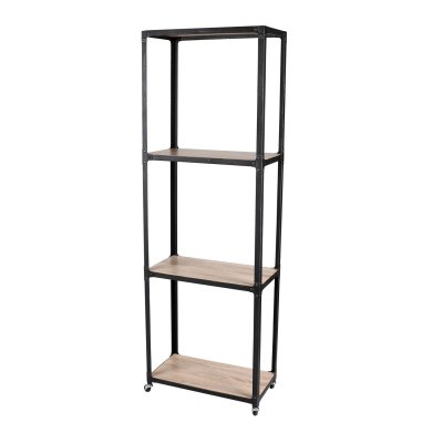 Biblioth&egrave;que industrielle 4 Etag&egrave;res Factory - 30 x H. 180 cm - Marron naturel