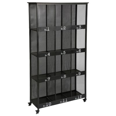 Biblioth&egrave;que industrielle avec roulettes Torof - 95 x 36 x 181 - Noir