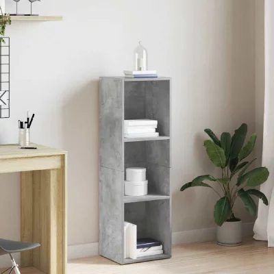 Biblioth&egrave;que/meuble tv gris b&eacute;ton 36 x 30 x 114 cm agglom&eacute;r&eacute;