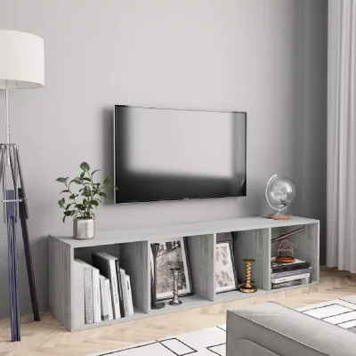 VIDAXL Biblioth&egrave;que/Meuble TV Gris cement 143 x 30 x 36 cm