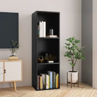 Biblioth&egrave;que Meuble TV noir 36x30x114 cm bois d ing&eacute;nierie 