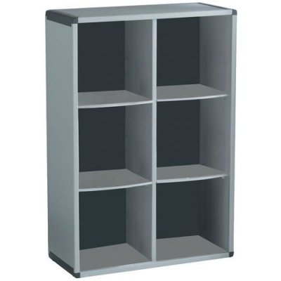 Biblioth&egrave;que modulable 6 compartiments gris clair/gris anthracite